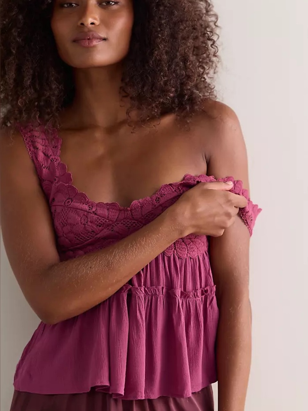NWOT Free People Petal Party Cami in Berry